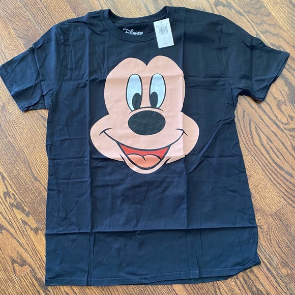 NWT Disney L Shirt Black Mickey Mouse Large Face T Shirt Top Lg - Picture 1 of 4